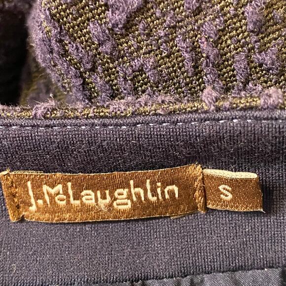 J. McLaughlin Prima Mock Neck Black & Blue Cardigan 3/4 Sleeve Women's Small - Picture 11 of 13